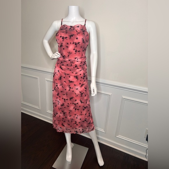 Women’s Flocked Mesh Midi Slip Dress Wild Fable Pink/Black, M - Picture 12 of 13